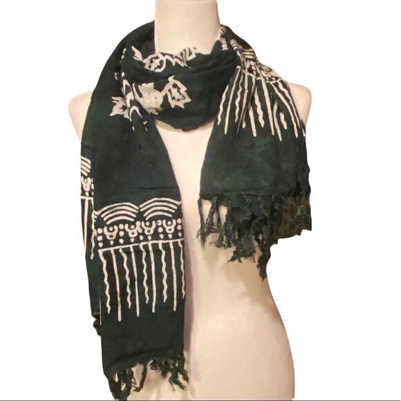 Pineapple Moon Deep Green Scarf 67”X21” - Picture 1 of 9